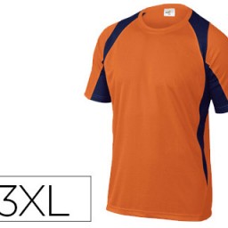 Camiseta manga corta cuello redondo color naranja-marino talla 3XL